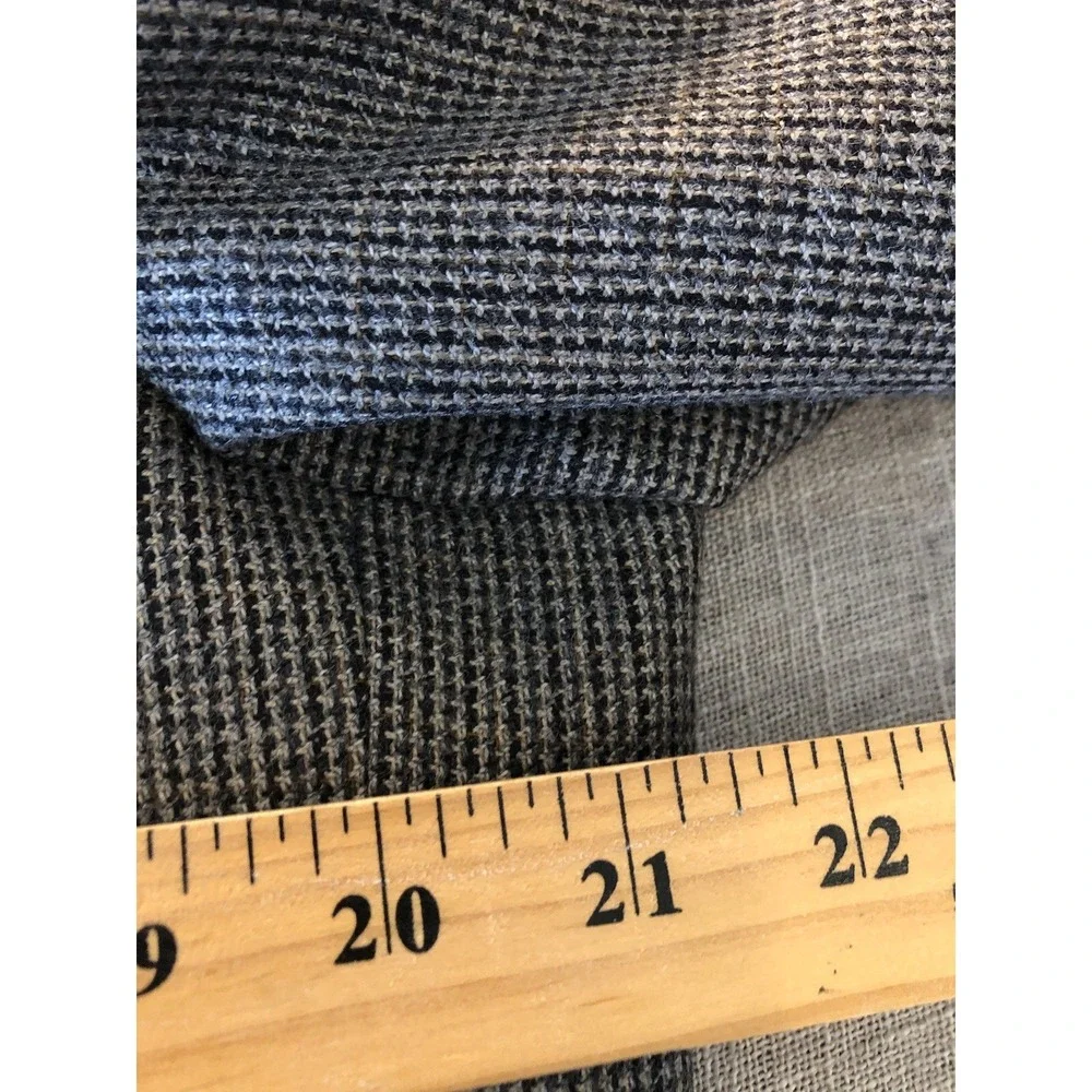 Chaps 42R Blazer Gray Houndstooth Wool Blend Suit Coat Jacket Career Classic